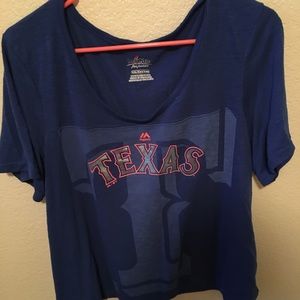 Texas rangers blue crop top